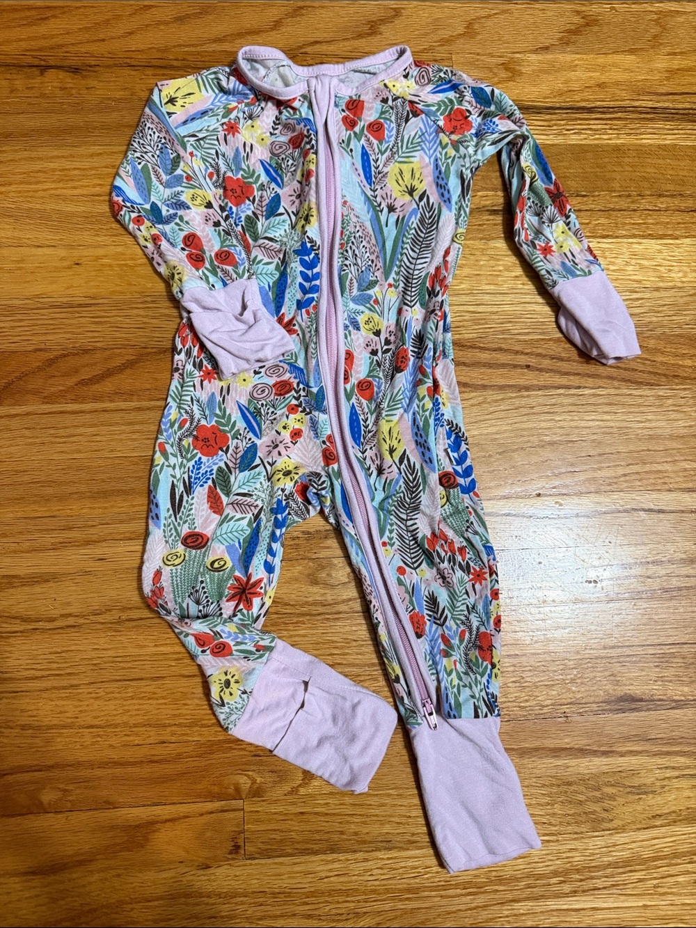Little Sleepies Floral Footed One-Piece light lavender Trim